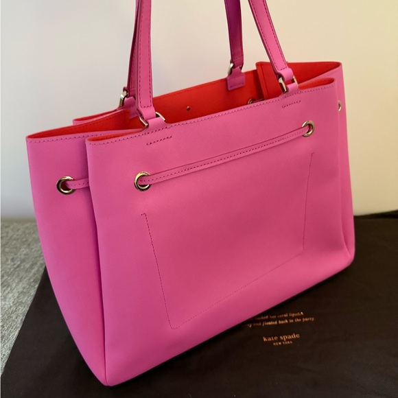 Kate Spade Fuchsia Tote with Bow Detail GREAT CONDITION with dust cover - Picture 6 of 14